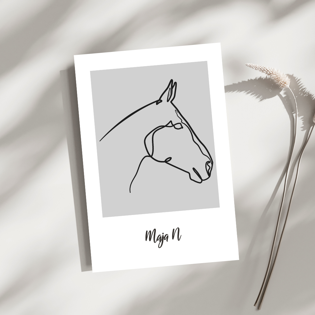 PERSONALIZOWANY PLAKAT Z TWOIM KONIEM ONE LINE - PLIK CYFROWY